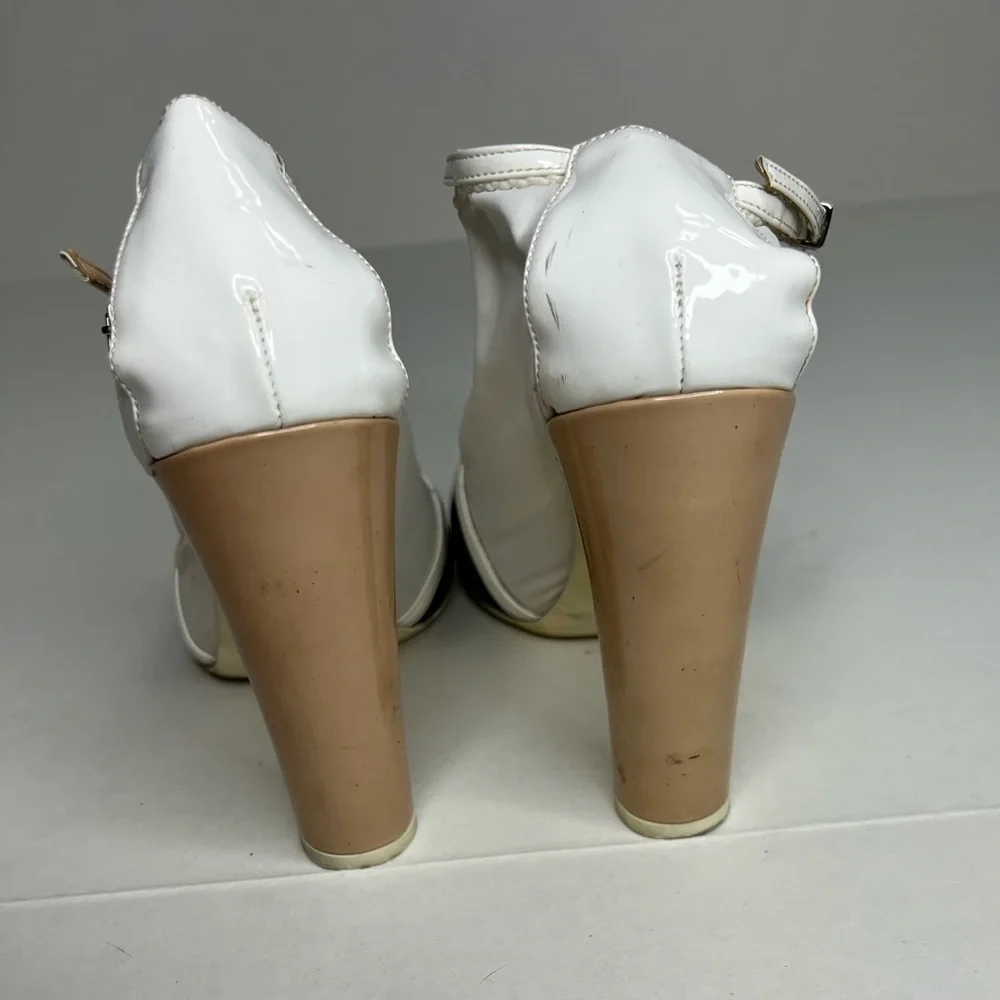 Vintage Emporio Armani Patent Toe Pointed Pumps Ankle Strap and Material Upper
